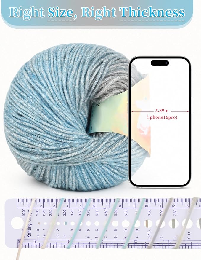 Coopay Yarn for Crocheting Knitting, Gradient Cake Yarns, 2 × 3.53oz - 240yds - 50% Cotton 50% Acrylic Ombre Yarns, Crochet Yarn for Blankets, Shawls, Scarves (101 Sea Blue)