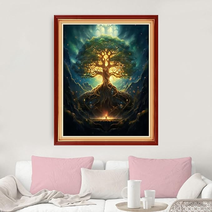 dimxvean stamped cross stitch kits,cross stitch kits for adults beginners,embroidery kits full range of cross stitch stamped kits needlepoint kits cross stitch patterns- magic tree 16x20 inch