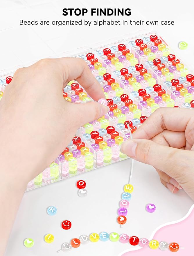 ARTDOT 1400 Pieces Letter Beads for Friendship Bracelets Making Kit, 28 Styles Assortment Jewelry Making Supplies Alphabet Beads Set with Cases Preppy Crafts Gifts