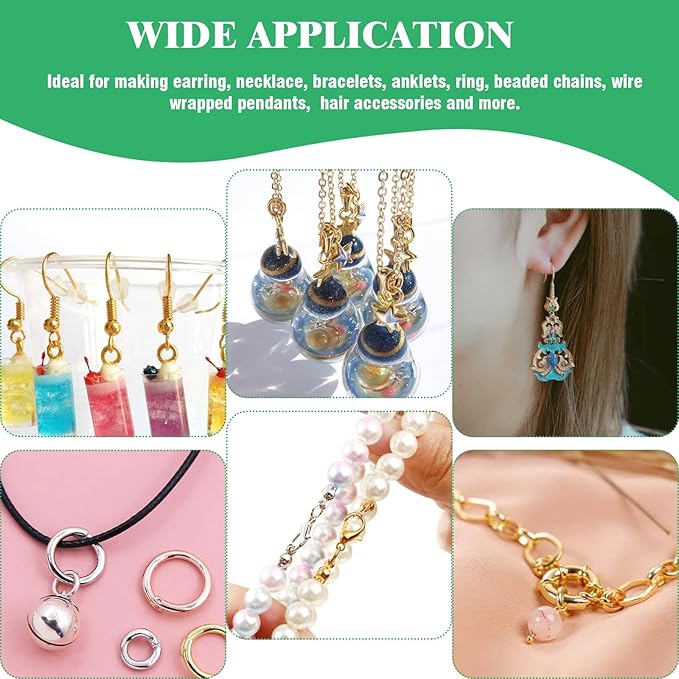 Yauhar 1166Pcs Jewelry Making Supplies Kit Contains Silver & Gold Earring Findings, Lobster Claw Clasps, Necklace Extender Chain, Beading Wire and Jewelry Pliers for DIY and Repair