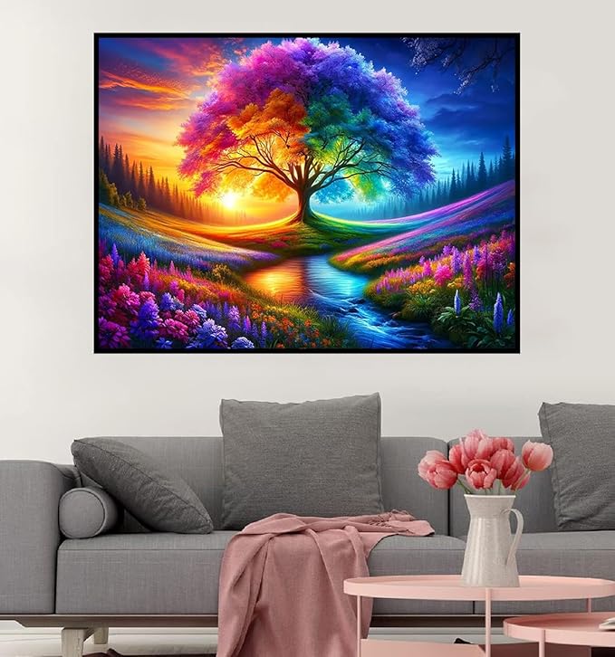 ijbnhd Tree of Life Diamond Art Kits for Adults, Tree of Life Diamond Painting Kits for Adults, DIY Full Drill Gem Art Crystal Rhinestone for Wall Home Decor 16X12inch