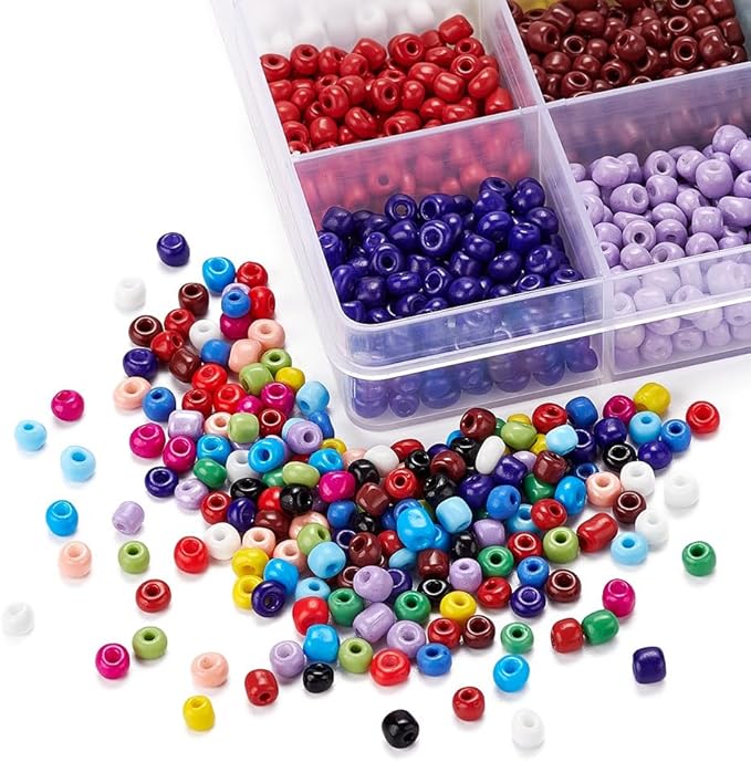 1950 Pcs 4mm Glass Seed Beads Bracelet Making Kit, Small Beads Friendship Jewelry Craft Kit with Lobster Clasps, Jump Rings & Elastic Cord, DIY Art Craft Gift for Girls