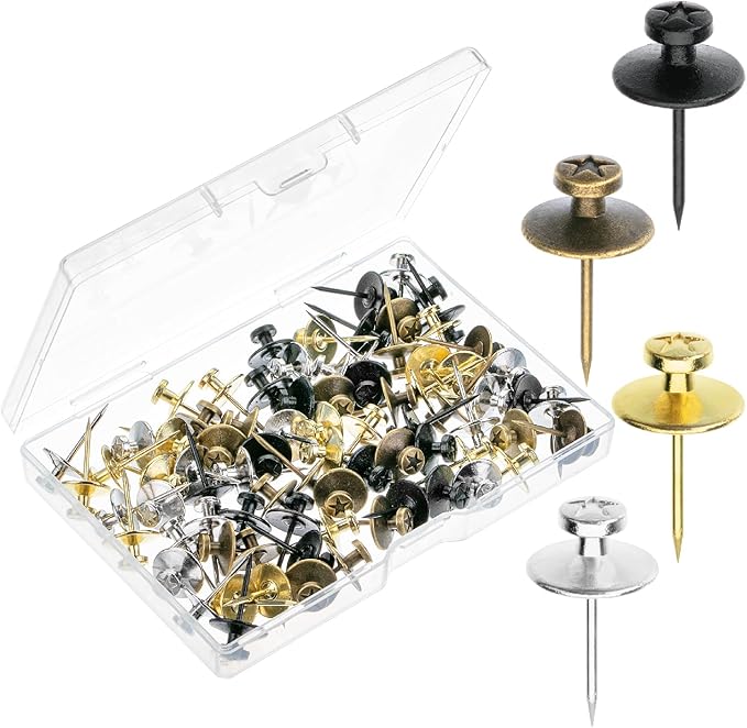 Mr. Pen- Double Headed Picture Hanging Nails, 80 Pack, Mixed Colors, Tacks for Wall Hangings, Pins, Thumb Tacks