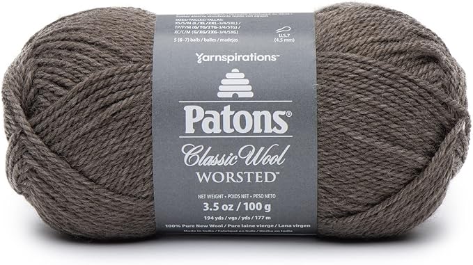 Patons Classic Wool Heath Heather Yarn - 5 Pack of 3.5oz/100g - Wool - 4 Medium - 210 Yards - Knitting/Crochet