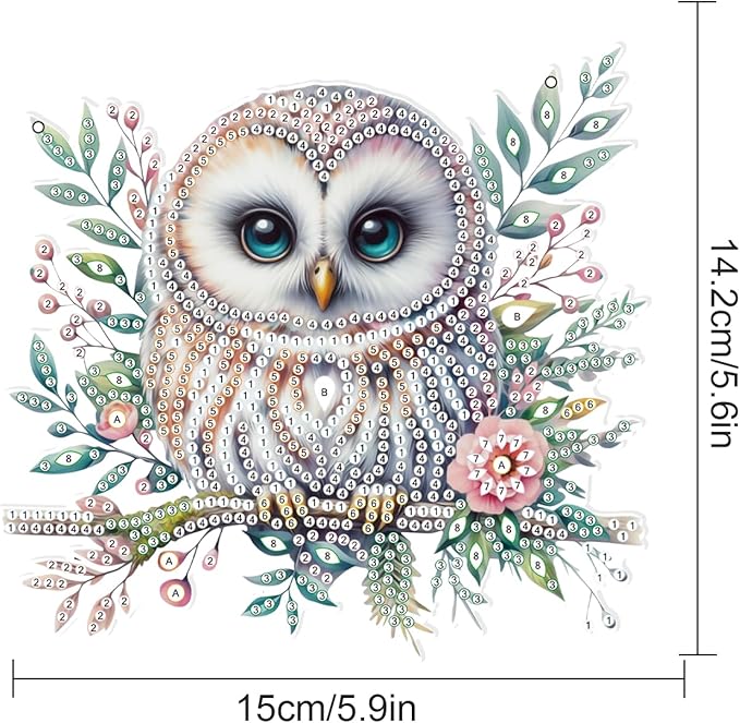 AiYuanzsh Diamond Art Painting Kits Hanging Pendant, Animal Owl Diamond Art Hanging Sign DIY Special Shaped Crystal Pendant Ornaments for Door Wall Window Home Xmas Halloween Decor