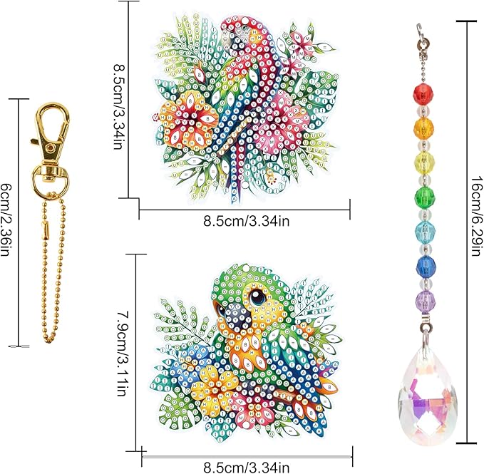 TDFERAN Diamond Pinting During Parrot Diamant Art Hanging Sign Onament Pendants Wind Chimes Wall Hanging in Living Room Dorridor Diamond Sunshine Catcher for Wall Home Decor