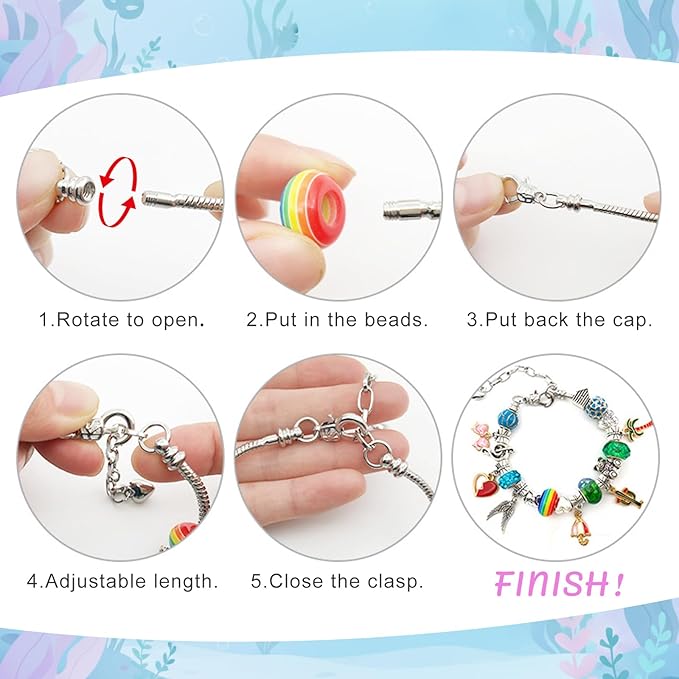 Rinziigo Axolotl Kawaii Charm Bracelet Making Kit, Cartoon Jewelry Making Supplies Beads, Cute Crafts Gifts Set for Woman
