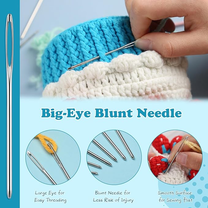 MORFEN 16 Pcs Lace Crochet Hooks Set, 0.5mm-2.5mm Small Crochet Hooks, Crochet Needles for Crocheting Yarn, Knitting Needles Set with Large-Eye Blunt Needles Stitch Markers
