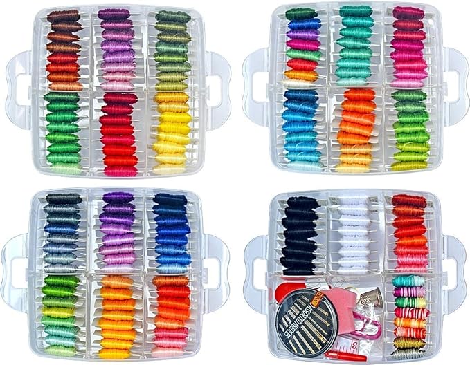 176 PCS Embroidery Floss Set, Complete Set of Tools kit, 4-Tier Organizer Storage Box