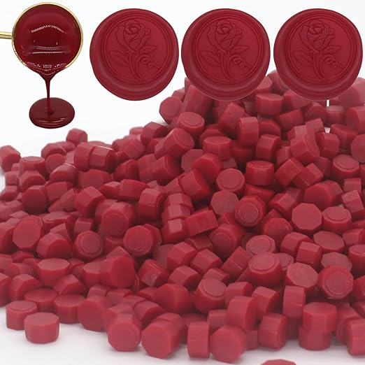 andotopee 600pcs red wax seal beads, premium sealing wax pellets for stamp seals, wedding invitation, letter envelope, greeting card decorations & scrapbook diy crafts