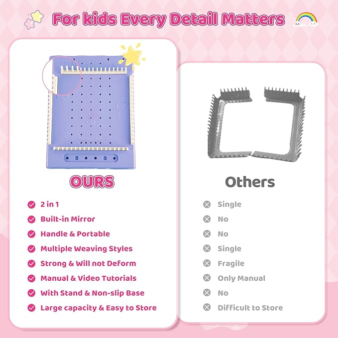 Weaving Loom Kit Toys & Friendship Bracelet Making Kit for Kids, Birthday Children's Day Gifts for Girls Ages 6 7 8-12, Potholder Coaster Rainbow Bands Weaving Kit, Creative DIY Arts and Craft Looms
