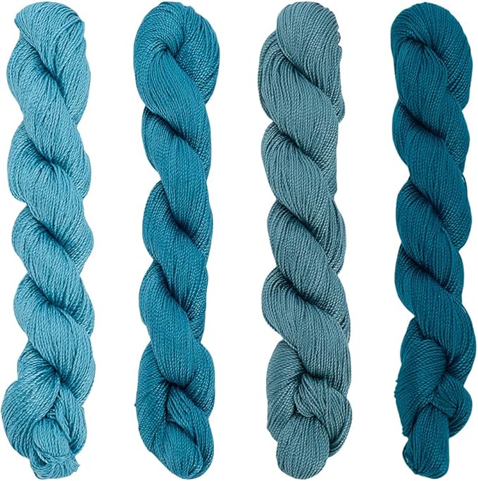 FREEBLOSS 4 Pcs Sashiko Thread Sashiko Skein 4 * 100 M Pure Cotton Embroidery Thread Japanese Sewing Threads Quilting & Embroidery Sewing Kit Supplies 4 Blue Theme Colors