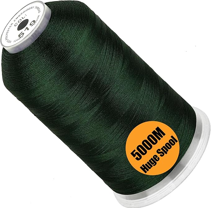 New brothread - Single Huge Spool 5000M Each Polyester Embroidery Machine Thread 40WT for Commercial and Domestic Machines - Olive Green