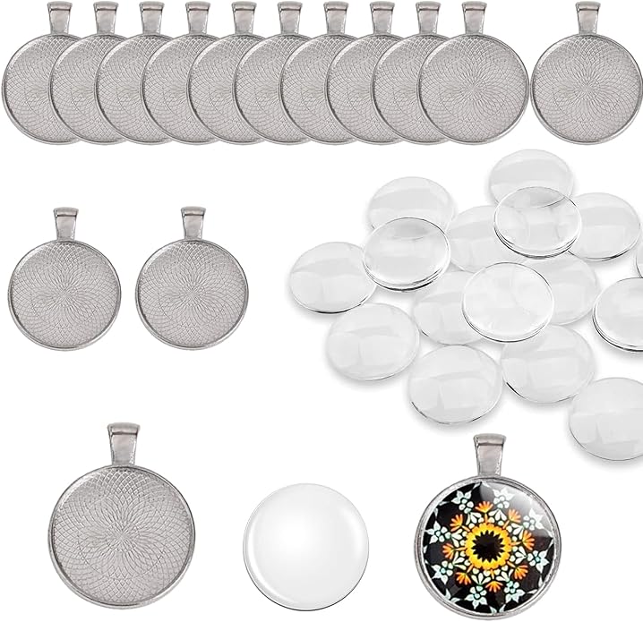 DAHI Bezel Pendant Trays for Jewelry Making DIY Round Pendant Tray Charm Bezel Blanks Setting Cabochon Blank Base for DIY Jewelry Findings Making,Crafting Photo,Necklace,Pendant Making Visit the Oubaka Store