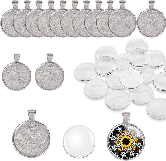 DAHI Bezel Pendant Trays for Jewelry Making DIY Round Pendant Tray Charm Bezel Blanks Setting Cabochon Blank Base for DIY Jewelry Findings Making,Crafting Photo,Necklace,Pendant Making Visit the Oubaka Store