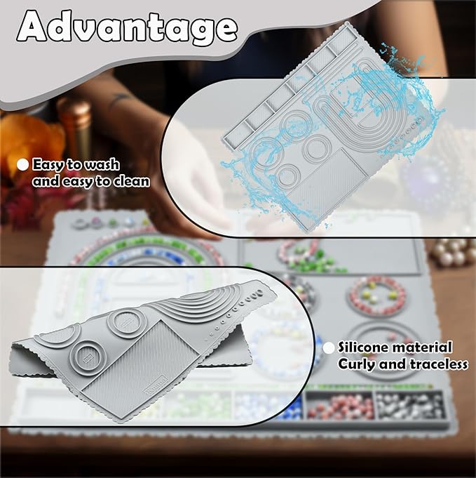 Knana Silicone Bead Boards for Jewelry Making - Bracelet Bead Board Beading Trays Jewelry Design Mat for Making Bracelets, Necklaces, DIY Design (Grey)