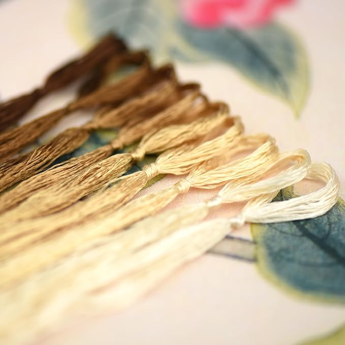 Natural 100% Silk Thread, Handmade Embroidery Thread Silk Floss 9 Colors 110m Each (62)