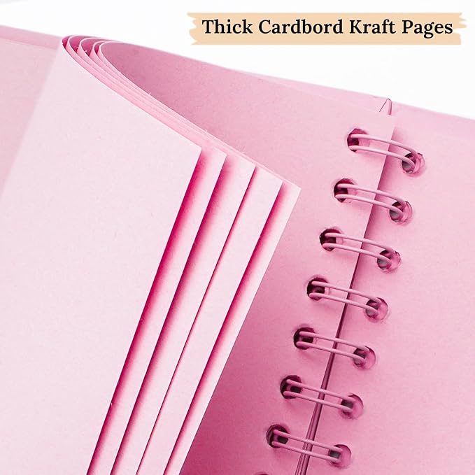 Scrapbook 7x7 Inch DIY Scrapbook Album Hardcover Kraft Paper Scrap Book Photo Albums 40 Pages Perfect for 4x6 / 5x7 Photos Memory Book for Family, Wedding