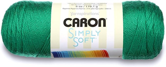 Caron Simply Soft Solids Yarn, 6oz, Gauge 4 Medium, 100% acrylic - Green - Machine Wash & Dry