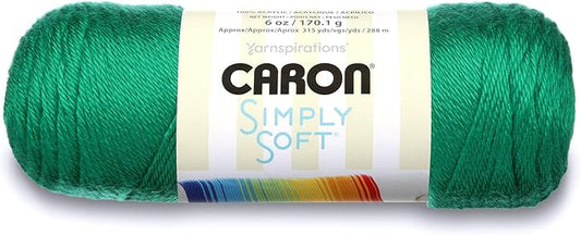 Caron Simply Soft Solids Yarn, 6oz, Gauge 4 Medium, 100% acrylic - Green - Machine Wash & Dry