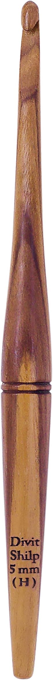 Divit Shilp Streamline Ergonomic Handle Crochet Hooks | Handcrafted 7’’ Teak Wood Crochet Hook Knitting Needle, Craft Yarn Weave | Best Gift! (8 mm)