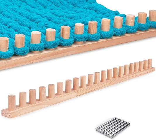 LITURTOO 42" Chunky Blanket Loom - Loom for DIY Throw Blankets, Adjustable Size Hand Knitting Yarn Chunky,No Needles Required,Beginner Friendly Yarn Craft