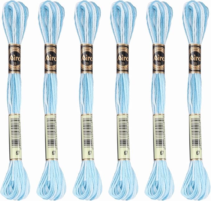 PATIKIL 6 Skeins Embroidery Floss, Polyester Embroidery Threads Bracelets String for Cross-Stitch Hand Embroidery, Light Blue