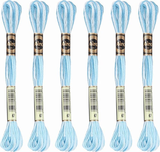 PATIKIL 6 Skeins Embroidery Floss, Polyester Embroidery Threads Bracelets String for Cross-Stitch Hand Embroidery, Light Blue
