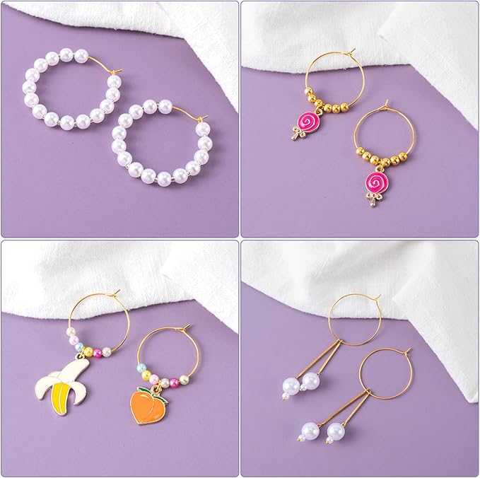 OIIKI 120PCS Earring Beading Hoops for Jewelry Making, 4 Sizes Gold Plated Hoop Earring Findings, Open Hoops, Metal Earring Rings, Round Earring Beading for DIY Jewelry Crafts for Women