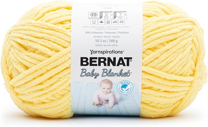 Bernat Baby Blanket Yarn, Polyester, #6 Super Bulky | 2 Pack | 10.5oz/300g | 220 Yards | Buttercup