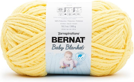 Bernat BABY BLANKET BB Buttercup Yarn - 1 Pack of 10.5oz/300g - Polyester - #6 Super Bulky - 220 Yards - Knitting/Crochet
