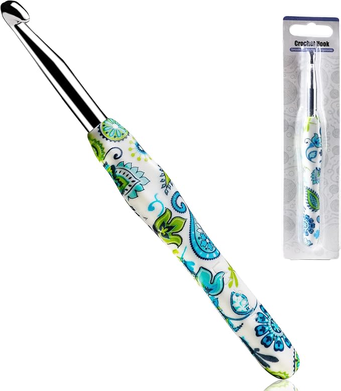 8mm Looen Crochet Hook, Ergonomic Handle for Arthritic Hands, Soft Rubber Grip Extra Long  Knitting Needles for Crochet Beginners, Knitting Enthusiasts (8mm)
