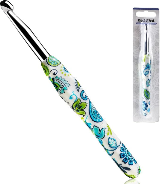 8mm Looen Crochet Hook, Ergonomic Handle for Arthritic Hands, Soft Rubber Grip Extra Long  Knitting Needles for Crochet Beginners, Knitting Enthusiasts (8mm)
