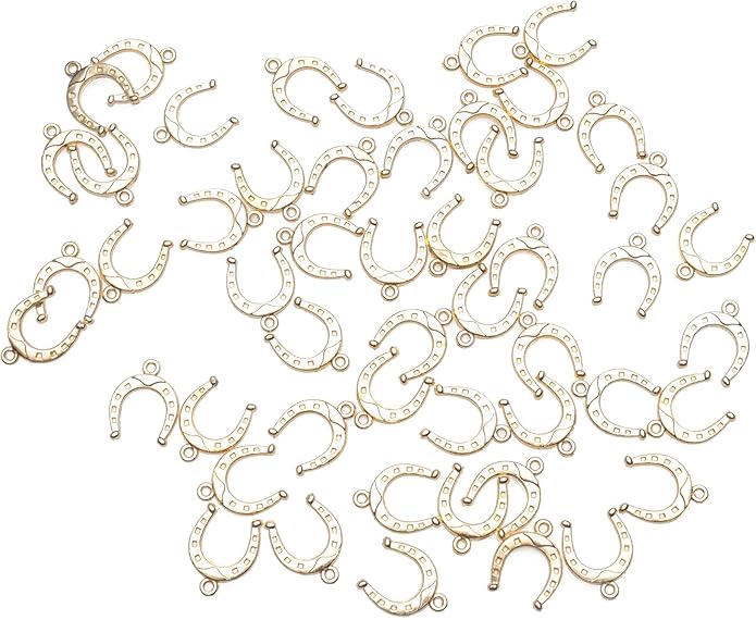 50 Pcs Horseshoe charms Metal Vintage Pendants for Jewelry Making Finding Kits Necklace Bracelet Crafting Keychain Key Rings DIY Gift Idea Accessories Supplies