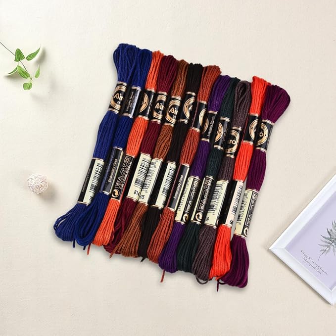 12 Skeins 6 Strands Hand Variegated Embroidery Floss Gradient Cross Stitch Thread Polyester Friendship Bracelet String Yarn Bracelets Threads Bulk for Sewing Knitting Craft Crochet Stitching