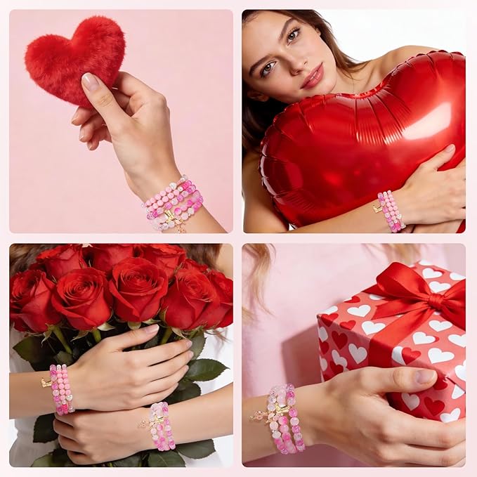 Miss Rabbit Pink Clay Beads Bracelet Making Kit,3500Pcs Valentines Beads,Friendship Bracelet Kit for Jewelry Making with 6 Kinds of Unique Glass Seed Bead