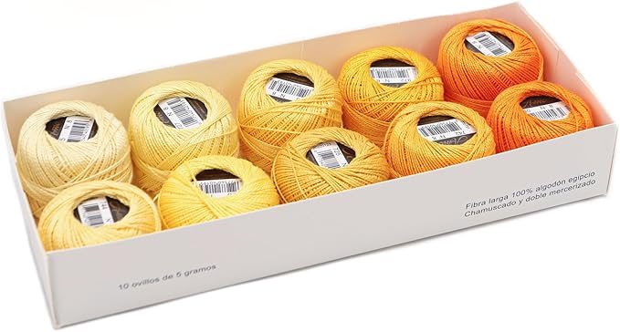Size 8 Double Mercerized Egyptian Long Staple Cotton Pearl Thread Ball 5 Grams Rainbow Color Embroidery Thread 10 Colors per Box for Crochet Hardanger Cross Stitch Hand Embroidery (Set E)