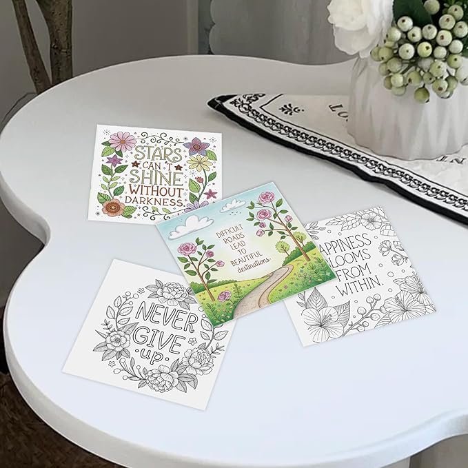 ZHIJIANHZ Inspirational Quotes Adult Coloring Book with Uplifting Sayings and Affirmations, 30 Pages for Mindfulness and Stress Relief, 6.7x6.7 Inch Motivating Gifts for Women and Men