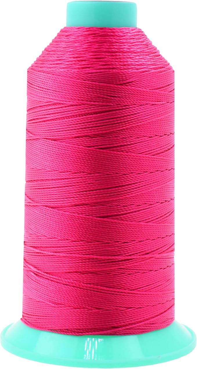Mandala Crafts Size 277 840D T270 Bonded Nylon Thread - Hot Pink 800 YDs Tex 270 Heavy Duty Sewing Threads for Leather, Jeans, Weaving, Outdoor Marine Upholstery