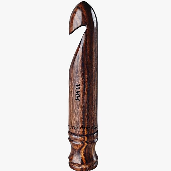 Wooden Crochet Hook – 30mm Jumbo Bamboo Hook for Extra Chunky Yarn, Smooth Ergonomic Handmade Crochet Tool for Knitting, Yarn Crafts, DIY Projects, Beginners & Expert Crafters