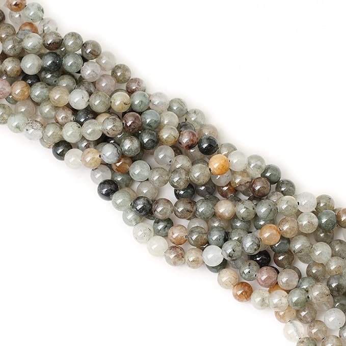 cheavian 45pcs 8mm natural green phantom crystal round loose beads for jewelry making 1 strand 15"