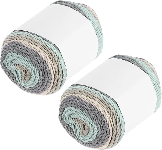 MECCANIXITY Cotton Acrylic Yarn for Crocheting, 422 Yard 5 Ply Soft Gradient Yarn Acrylic 45% Cotton 55% Used for DIY Knitting Blankets Scarves(2 Packx100g,Gray,Green,Blue)