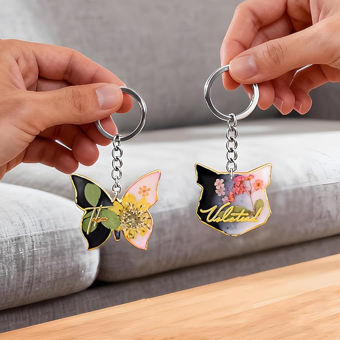 228pcs Resin Keychain Molds, UV Resin Molds for Beginner, Animal Leaf Shape Silicone Molds for Keychain Jewelry Pendant Making