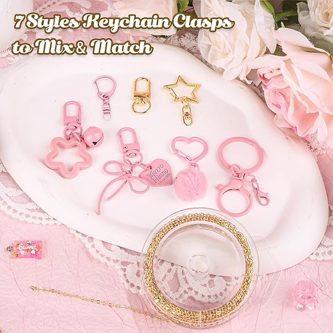 Ecoofor 249Pcs Keychain Making Kit for Kids & Adults – Includes 15 Keychain Clips, 16.4 Feet Chains, 100 Charms, Beading Accessories, Jewelry Pliers – DIY Bag Charms & Jewelry Craft Kit Supplies
