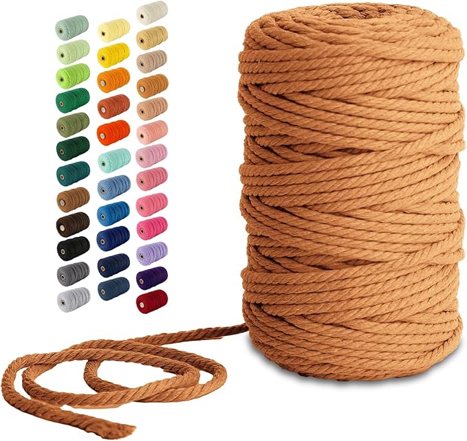 Nook Theory Macrame Cord - 5mm 109 Yards Cotton Rope, 3mm 4mm Yarn, String for Crafts, Perfect for Macrame Wall Hanging and Boho Decorations (Mustard)