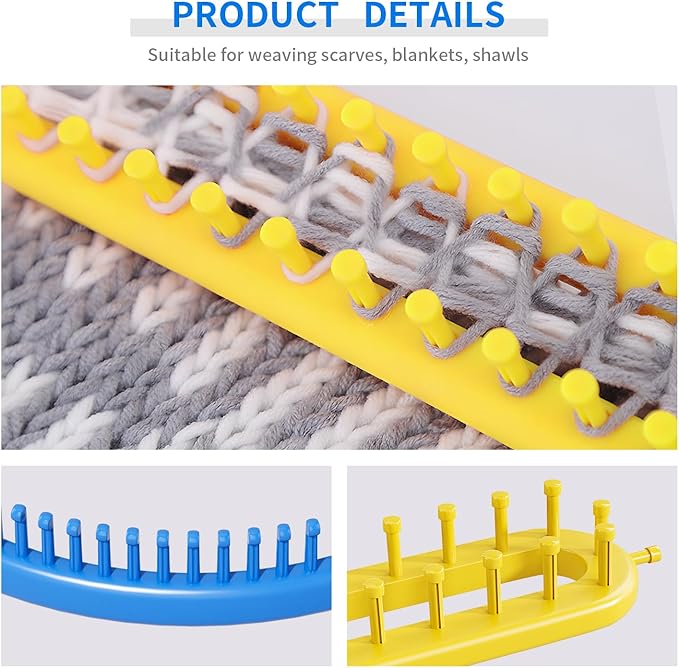 cureder Knitting Loom Craft Kit - Long Knitting Loom and Round Knitting Loom - Include 2 Knitting Yarn Loom Needle and 2 Plastic Loom Pick, (4 Round Loom&4 Long Loom), Great for Kids or Baby Blanket