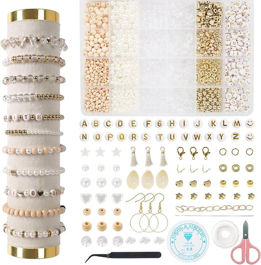 TOIPINIO Bracelet Making Kit Jewelry Making Supplies Kit Natural Stone Beads for Irregular Natural Stone with for DIY Craft-1736 PCS Friendship Bracelet/Necklace/Earrings for Adults (Clear Crystal)