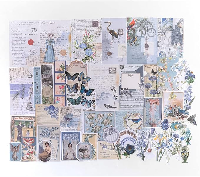 Alideco 200pcs Scrapbook Paper Kit Kawaii Vintage Botanical Flowers Scrapbook Supplies Pack Washi Bullet Journals Planners Collage Album Aesthetic Cottagecore