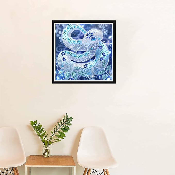 SKRYUIE DIY Diamond Art Kits for Adults Snake Special Shape - 5D Diamond Painting Kits for Adults Animal - Crystal Embroidery Cross Stitch - Craft for Wall & Office Decor 12 x 12 Inch c12