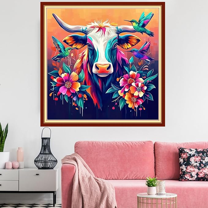 Redxing Stamped Cross Stitch Kits Embroidery kit for Beginners Adults Full Range of Embroidery Patterns Starter Kits DIY Printed Cross Stitch Kits Needlepoint Kits 11CT-Colored Bull 18x18 inchs